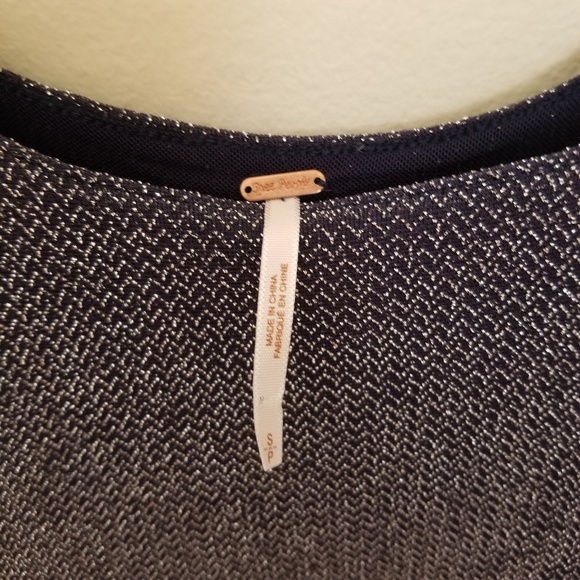 Free People Navy Knit Silver Metallic Mini Dress - Picture 4 of 8